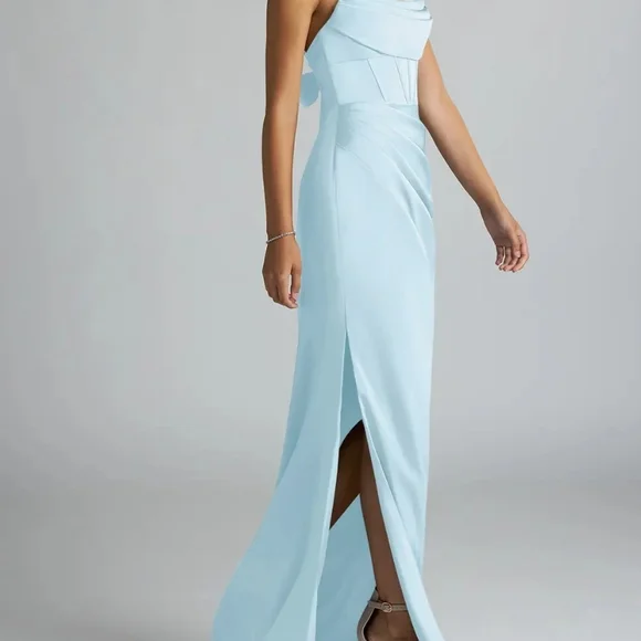 Azazie Strapless Light Blue Dress - Picture 2 of 6